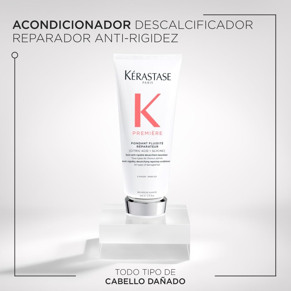 Kérastase, Première, Acondicionador Reparador, Tratamiento Contra la Rigidez, Para cabello dañado, Con Ácido Cítrico y Glicina, Fondant Fluidité Réparateur, 250 ml