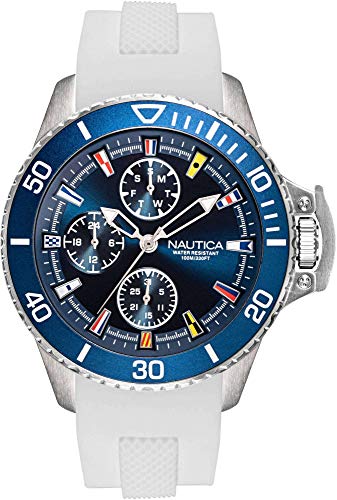 Nautica Watch NAPBSP902 Bayside Box Set, Water Resistant, Calendar, 24 Hour Time, Signal Flag Indexes, White