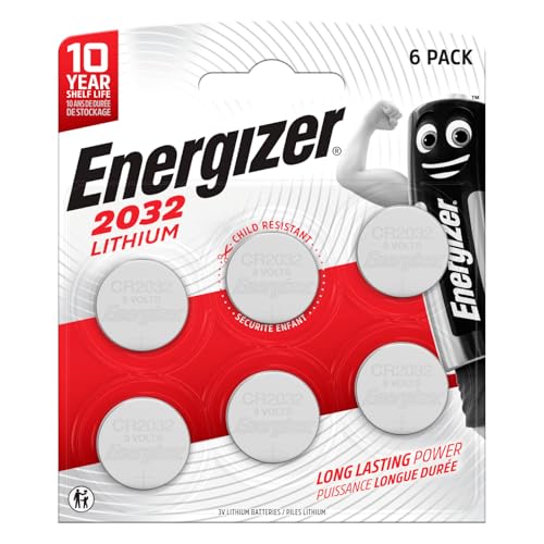 Energizer Pila de litio CR2032 de litio de 3 V, de larga duración, máximo rendimiento para pequeños dispositivos, relojes, mandos a distancia y termómetros – 1 blíster de 6 pilas