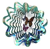 WorldaWhirl Whirligig 3D Wind Spinner Hand Painted Stainless Steel Twister Butterfly (6.5 Inch)