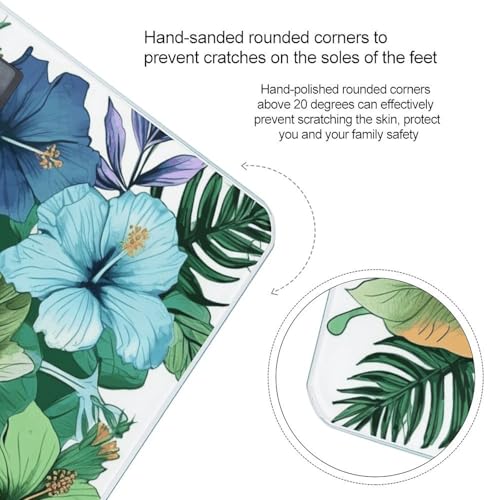 Báscula digital de baño con diseño flor hibisco azul y verde miniatura 4