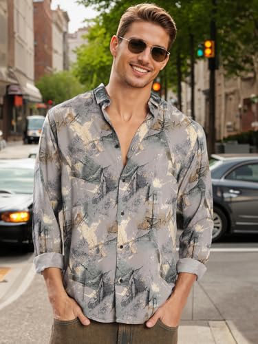 Image of BENE KLEED Men's Abstract Print Cotton Blend Shirt | Spread Collar | Full Sleeves | Tailored Fit |