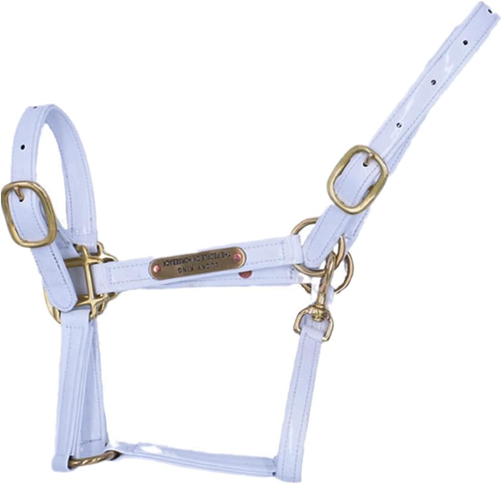 UNISTRENGH Basic Leather Adjustable Horse Halter with Chin and Snap, Horsemanship Rope Halters Equestrian Horse Riding Headcollars