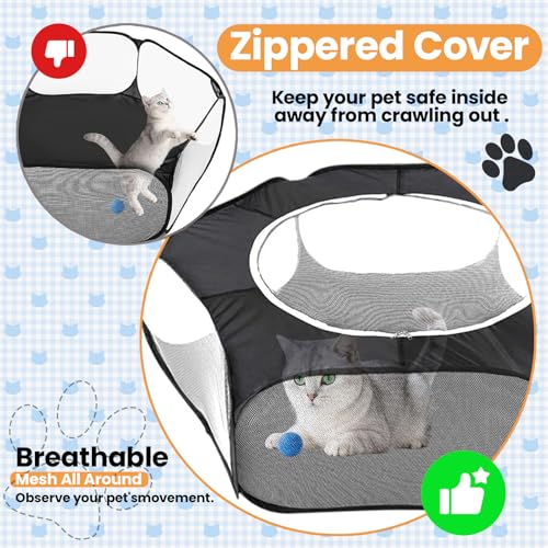 Guoxintech Small Animal Playpen, Pop Up Cage Tent with Cover - Portable Exercise Fence for Guinea Pig, Rabbit, Hamster, Chinchilla - Foldable and Waterproof, Indoor/Outdoor Pet Pen (Black) - Image 4
