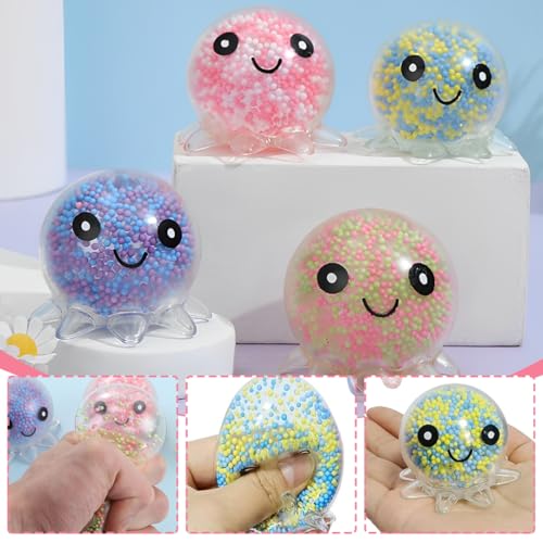 JAWUZ 4 Stück Stressball Octopus Leuchtendes,Antistress Spielzeug,Squishy Anti Stress Bälle,Für Adhs,Partytüten Füllstoff Stressabbau Spielzeug Für Weihnachten