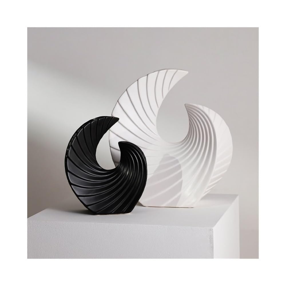 Zeny896v One Color Sculptures Modern Resin Sculptures Decorative Objects Home Decor For Living Room,Office Bookshelf,Desktop(Black+White) Decor