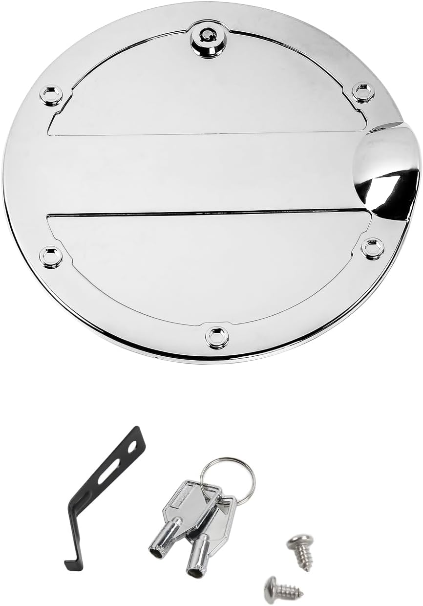 Hoolcar Locking Fuel Gas Filler Tank Door Cap Cover Fit for 2015-2020 Ford F-150 with Keys Gas Tank Cap Lid Housing Fuel Filler Door Cover Trim Exterior Accessories, Black