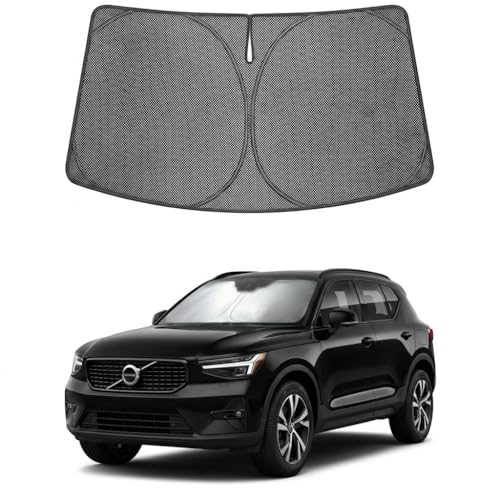 Image of Proadsy Windshield Sun Shade Custom Fit Volvo XC40 2019-2026 Ice Crystal Black Front Window Sunshade UV and Heat Blocker Foldable Visor Keeps Car Cooler for Summer Parking and Daily Use