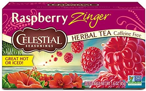 Celestial Seasonings Herbal Tea, Raspberry Zinger, 20 Count (Pack of 6)