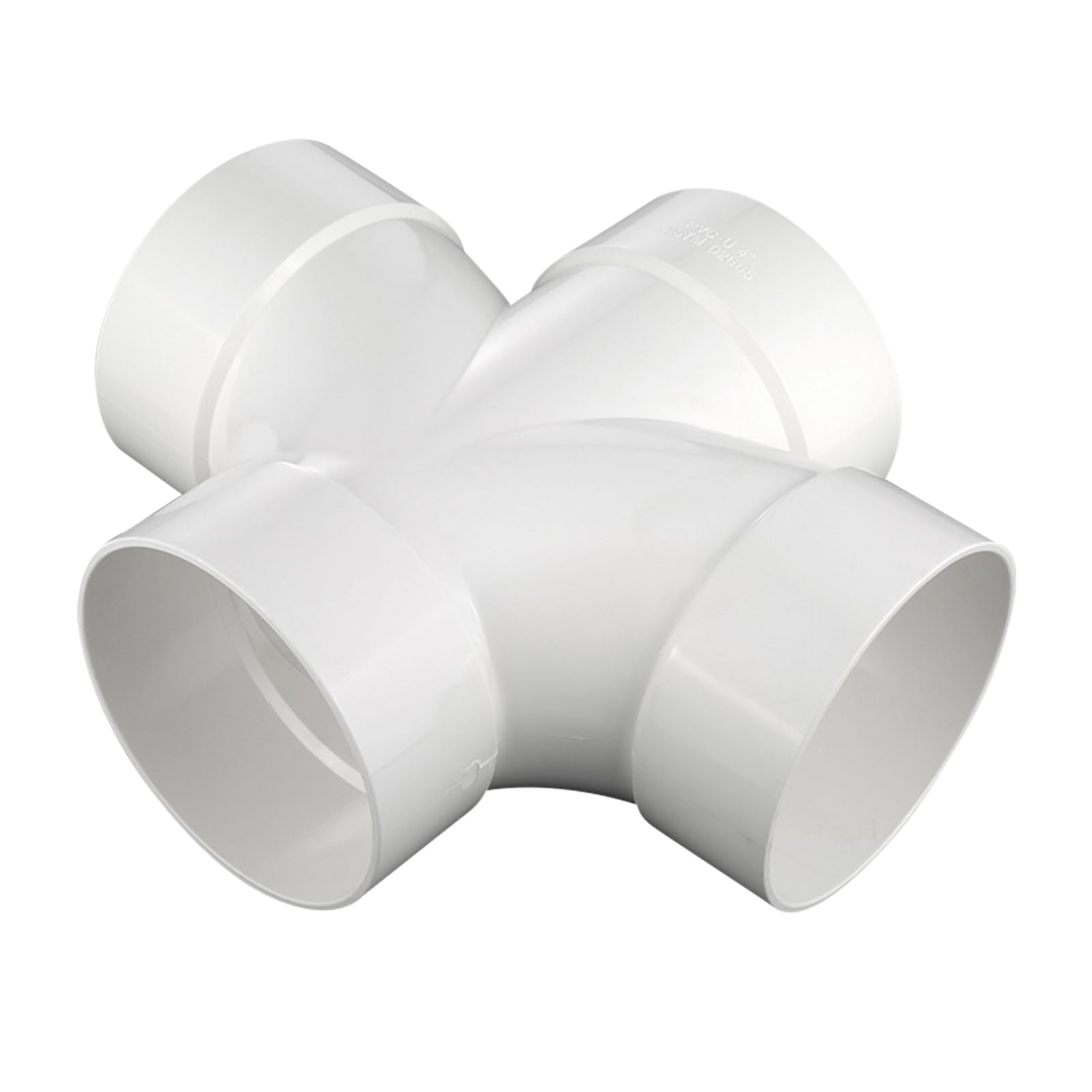 4 x 4 x 4 x 4 PVC DWV Doppel-Sanitär-Dreifach-TE-Straße für Abfluss und Entlüftung, PVC-Rohr, 4-Wege-Kreuzverschraubungen, Verbindungskupplung, Adapter, weiß
