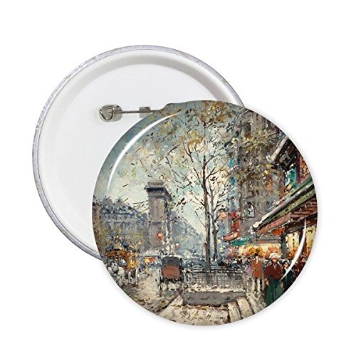 Badge rond paysage hiver nuit bouton illustration peinture paysage charme lot de 5 L