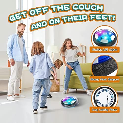 lenbest Kids Toys Hover Football - Rechargeable Air Power Floating Football with Whistle - Indoor Outdoor Football Games - Football Gifts for Boys Kids Toys Age 3 4 5 6 7 8 9 10