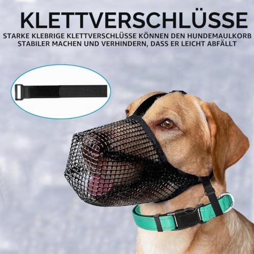 Maulkorb für Große Hunde, Atmungsaktive Haustiermaske Hundetraining, Maulkorb Mittlere für Beißen Kauen, Soft Mesh Maulkorb für Kleine Mittlere und Große Hunde (Schwarz, L)