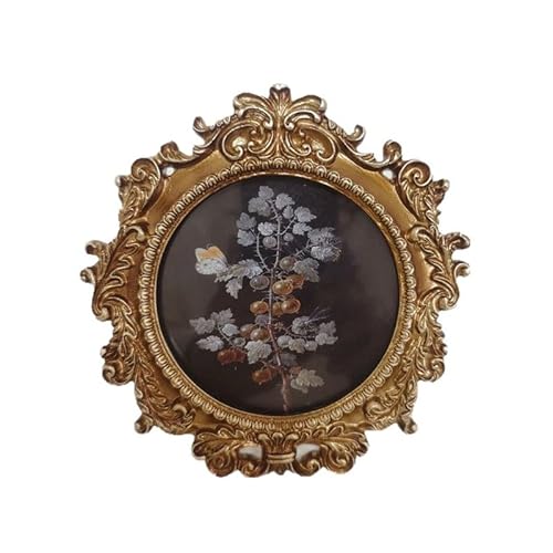 Vintage Resin Circular Carved Picture Frame Photo Display Home Decoration Wall Hanging