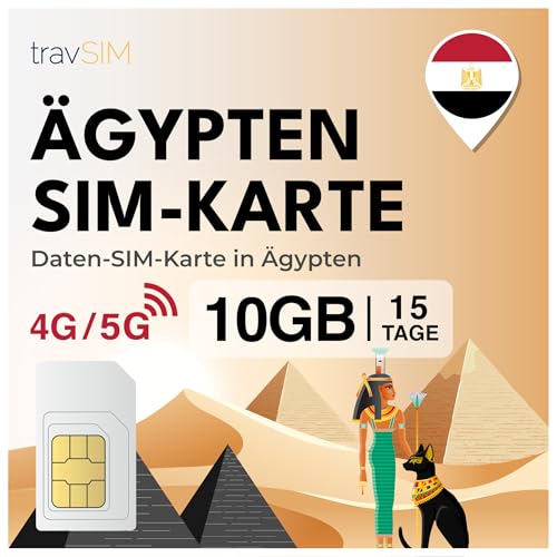 travSIM Ägypten SIM Karte | 10GB Mobile Daten | Hotspot verfügbar | Plan auf SIM Karte für Ägypten ist 15 Tage lang gültig