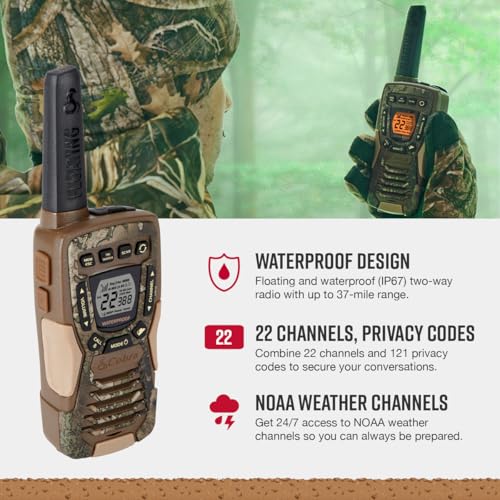Image of Cobra ACXT1035R FLT Waterproof Walkie Talkies - Rechargeable, Floats, 22 Channels, Long Range 37-Mile Two-Way Radio Set (2-Pack)