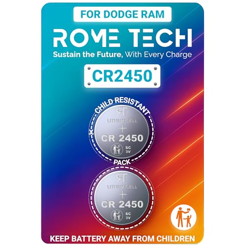 Rome Tech 2-Pack CR2450 Key Fob Battery for Dodge RAM 1500 (2019–2026)