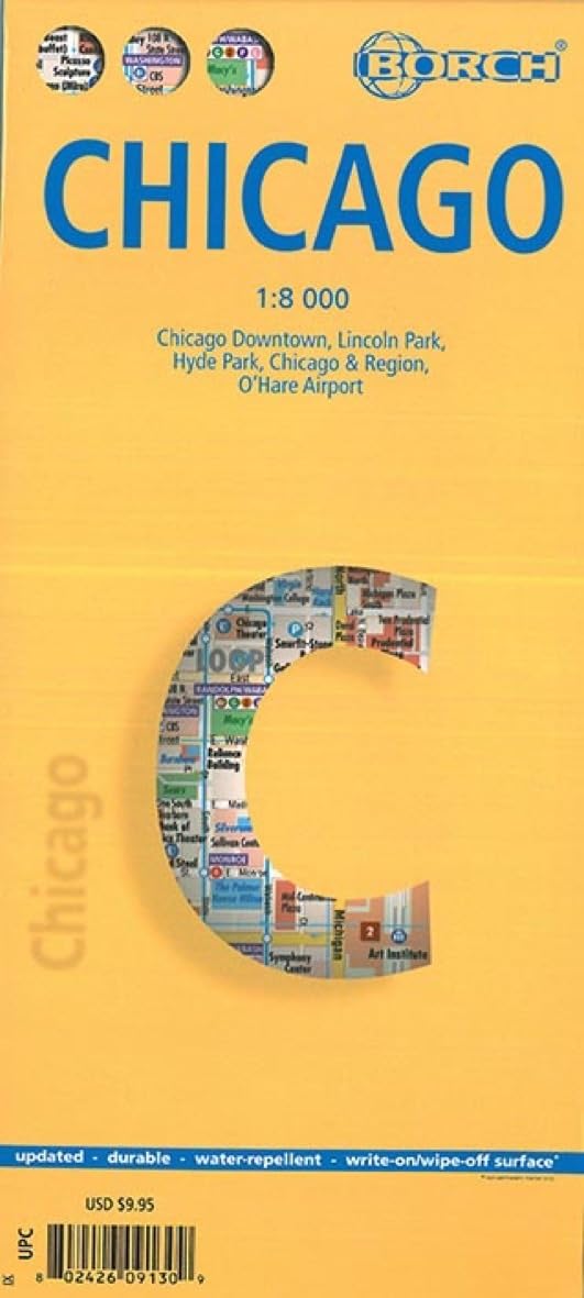 Chicago: Mit Chicago Downtown, Lincoln Park, Hyde Park, Chicago & Region, O'Hare Airport (Borch Map)