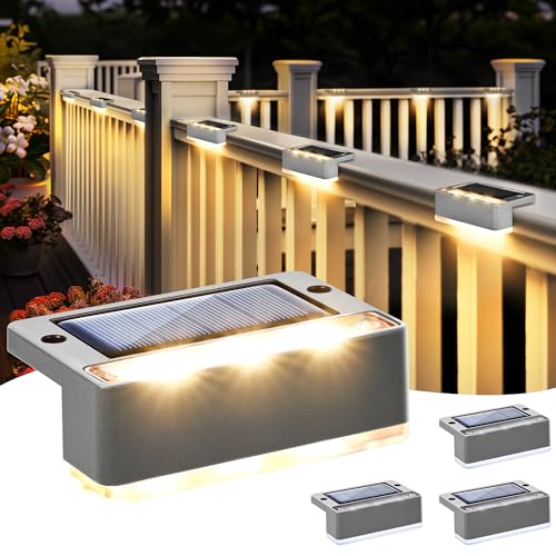 Solpex Juego de 4 lámparas solares para exteriores, luz blanca...