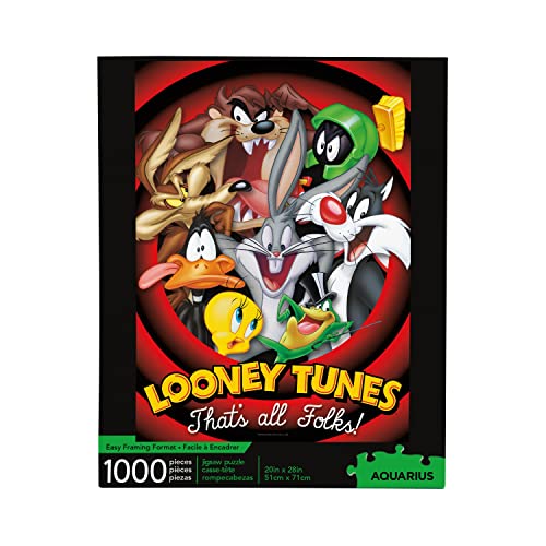 AQUARIUS Looney Tunes 1000 Piece Jigsaw Puzzle, Thats All Folks Warner Bros Cartoon Puzzles 20x28...