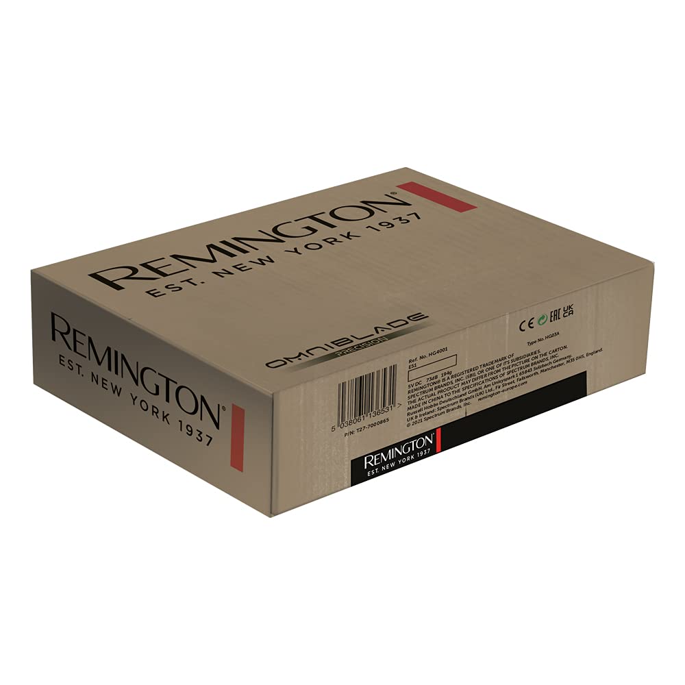 Remington Rasoio e Rifinitore di Precisione Omniblade, Filo Pelle, Una Lama + 2 Rifinitori + Pettini Regolabarba , Ricaricabile, 100% Resistente all'acqua, Precision HG4001