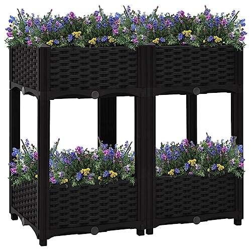 Jardinera elevada para balcón, 80 x 40 x 71 cm, polipropileno, diseño de jardín robusto y decorativo para aplicaciones versátiles