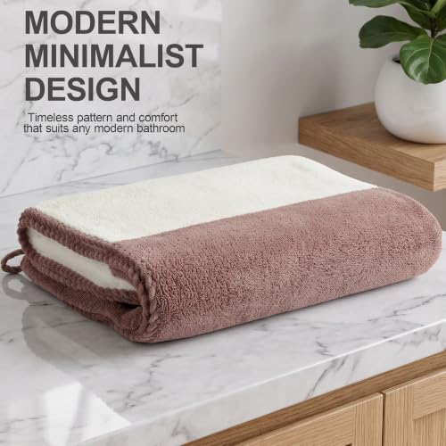 Image of Story@Home 500 GSM Microfiber Towels for Bath Large Size | Towel Set of 2 |Super Soft Color Blocked Bath Towels | 70 x 140 cm | Grey & Dusty Rose | Skin & Hair Friendly Bath Towels for Men, Women
