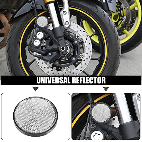 Image of X AUTOHAUX 8 Pcs Round Stick-on Safety Spoke Reflective Reflector White