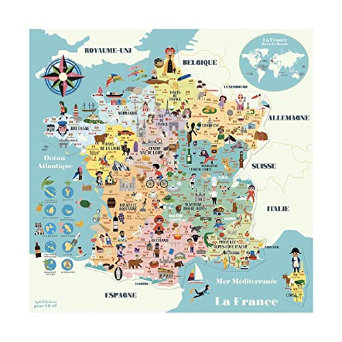 Vilac - Carte de France Magnétique - Jeu Ludique - A partir de 5 Ans - 7611