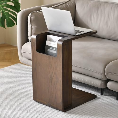 Bliajkswyr Mesa Auxiliar Sofa Madera 62cm Mesa Pequeña De Sofá Mesita De Noche De Estilo Industrial Mesa para Dormitorio Sala De Estar Madera Moderna Mesita Auxiliar(Brown)