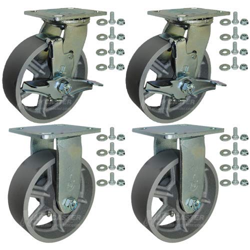 Mapp Caster 6 Inch Cast Steel Swivel Casters Set Mapp Caster 6 Inch Cast Steel Swivel Casters Set