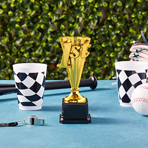 juvale 1st place trophy award - plastic trophy 8-inch gold-plated with black base - sports tournament amp party awards - basketball amp soccer awards for adults amp kids