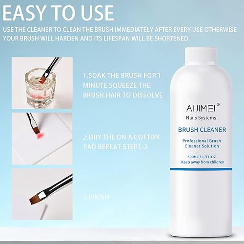 Miniatura 2 de AIJIMEI Acrylic Nail Brush Cleaner 17FL.OZ 500ml Acrylic Brush Cleaner Restorer Liquid Solution for Acrylic Paint Brush Cleaner Nails Acrylic Powder