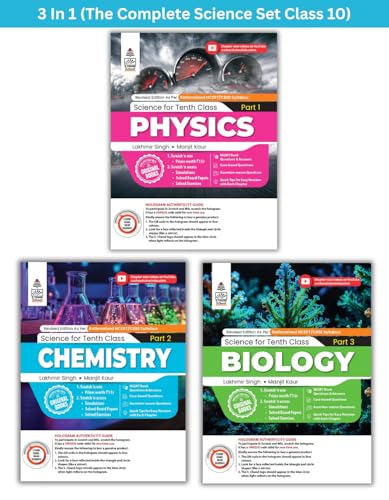 Image of Lakhmir Singh Science Class 10 (PCB Combo) - 3 Book Set (Physics, Chemistry, Biology) | All in One Science Class 10 | NCERT Book Questions & Answers | CBSE New Syllabus | CBQs, Solved Board Papers & Exercises - For (2026-27) Exams
