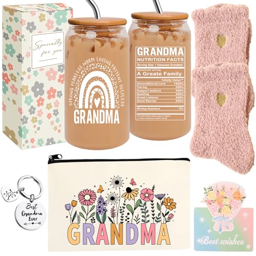 HAOQINA Best Grandma Ever Gift Set - Birthday Gifts for Grandma from Grandkids, Grandmother Gifts...