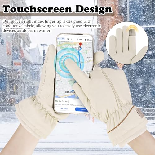 Feelorna Guantes de invierno para mujer, guantes impermeables para pantalla táctil, guantes cálidos de esquí con puños elásticos, guantes térmicos a prueba de viento, guantes de ciclismo para trabajar - imagen 2