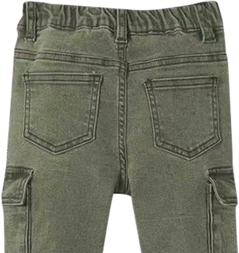 Nivne Tco Tween Boys Cargo Jeans Casual Skinny Fit Zipper Fly & Button Closure Kids Multi-Pocket Denim Pants - Image 5