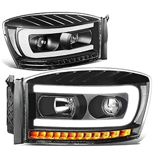 DNA Motoring LED U-Bar Projector Headlights for 2006-2009 Dodge Ram