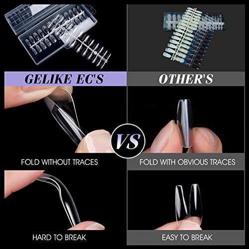 Gelike ec Pose Américaine Ongles Capsule Courte Faux Ongles en Gel (Carré Court) 240PCS 12 Tailles Couverture Complète, Prothésiste Ongulaire, Débutant, Salons de Manucure, en Résine - Image 8