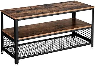 Vasagle LTV40BX TV Stand for TV up to 43 Inches, Industrial Design Console / Lowboard / Living Room Table, Metal Frame, Wood Grain, Vintage, Dark Brown