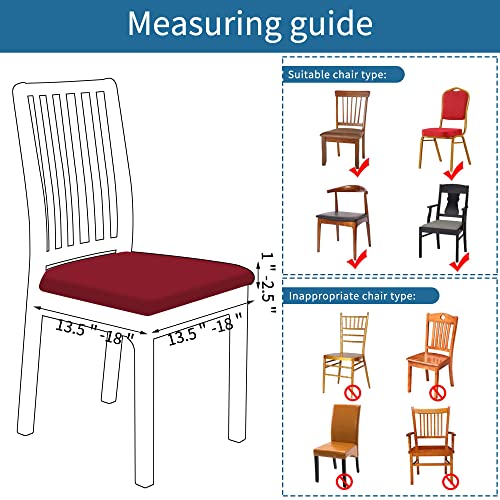 Smiry Seat Covers For Dining Room Chairs Stretch Jacquard Dining Room Chair Seat Covers Set Of 2, Wine Red #TOP5