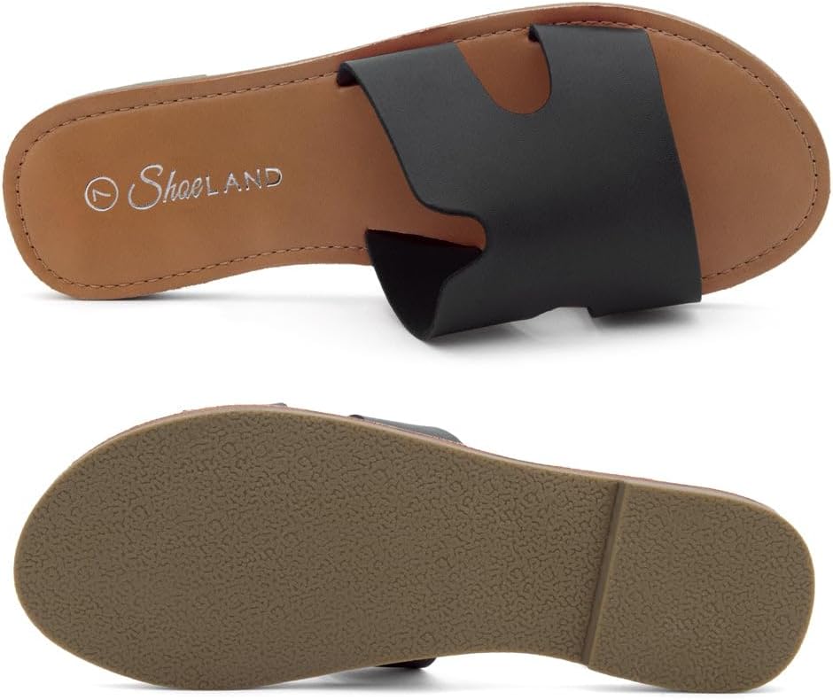 Shoe Land Women’s Flat Sandals – Comfortable Round Toe Casual Slides | Dressy Summer Mules with Cushioned Footbed | Travel, Beach & Everyday Slip-On Sandals 2025 - Image 6