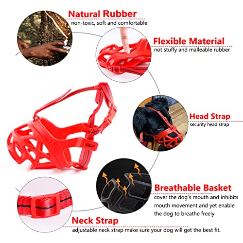 Dog Muzzle, Breathable Basket Muzzles For Small, Medium, Large And X-Large Dogs, Stop Biting, Barking And Chewing, Best For Aggressive Dogs (Large, Red) #TOP1