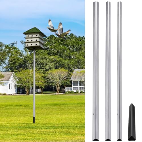 Tandefio 12 ft Telescoping Purple Martin House Pole with Ground Socket Heavy Duty 3-Section Telescoping Pole Purple Martin Bird House Heavy Duty Accessories (1 Pcs)