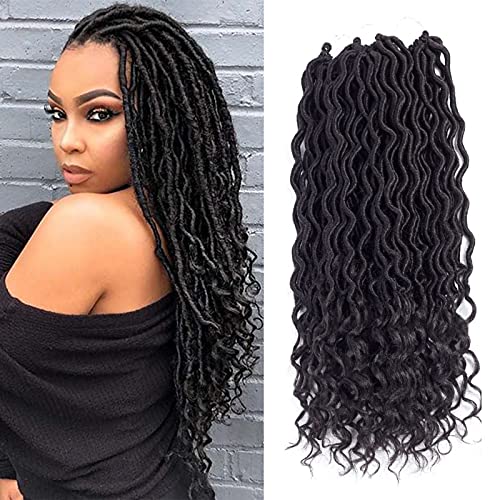 Wavy Goddess Locs Crochet Hair - 20 Inch Faux Locs Crochet Hair Pre Looped, 6 Packs Natural Crochet Locs With Curly Ends, Soft Synthetic Crochet Braids For Black Women, Dark Brown(#2)