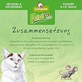GranataPet FeiniSnack Geflügel & Katzengras, Leckerchen für Katzen, bekömmlicher Katzensnack, Katzenleckerli ohne Getreide & Zuckerzusätze, Belohnung für verspielte Samtpfoten, 50 g