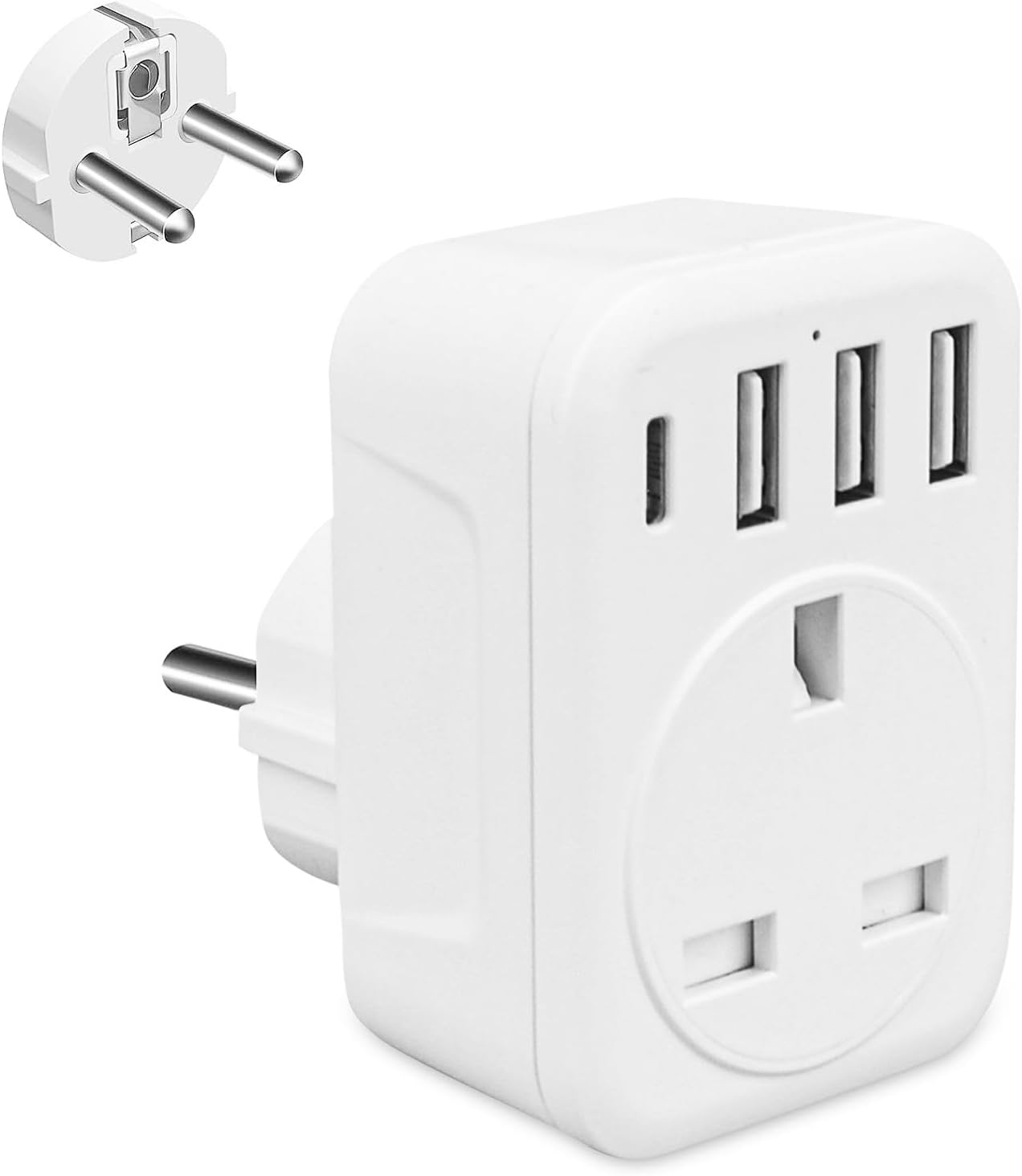 UK to European Adapter Plug,Universal International Travel Adapter Worldwide with 3 USB Ports,1
