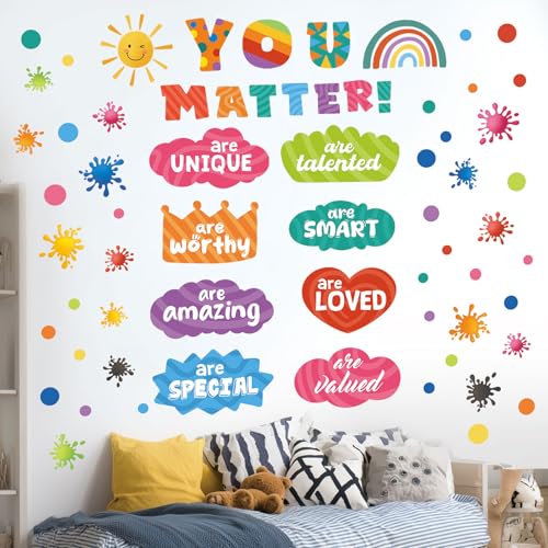 Image of DECOWALL Color Quote Wall Stickers Decals Inspirational Letter Educational for Bedroom Living Room Home decor Art Positive Motivational Phrases Classroom Nursery School Peel Stick Kid (DS9-8082)