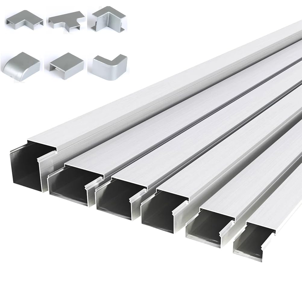 Aluminiowy zestaw korytek kablowych, metalowy system zarządzania kanałami kablowymi do użytku wewnątrz i na zewnątrz, długość 2 m, 25 x 15 mm