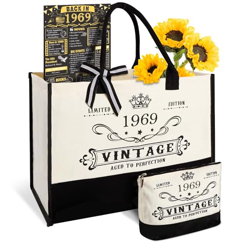 Image of 57th Birthday Gift for Women-Vintage 1969 Canvas Tote Bag,Makeup Bag,Poster
